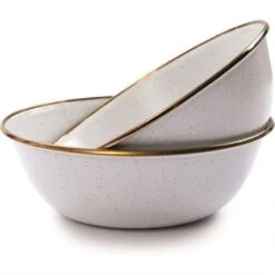 Barebones 390 Enamel Bowl Set Eggshell -Barebones 158289