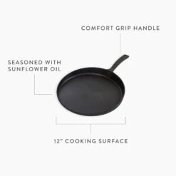 Barebones Cast Iron Skillet Griddle -Barebones CKW 314 CastIronFlatPan PDP Spec 01