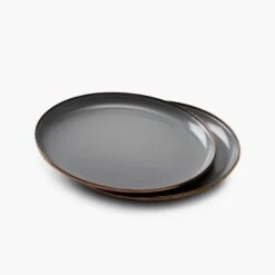 Barebones Enamelware Dining Collection - Slate Gray -Barebones CKW 358 EnamelDeepPlateSet SlateGray PDP 01
