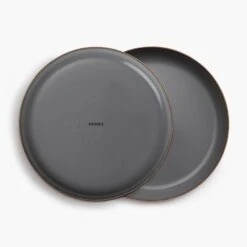 Barebones Enamelware Dining Collection - Slate Gray -Barebones CKW 358 EnamelDeepPlateSet SlateGray PDP 02