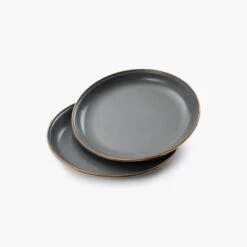 Barebones Enamelware Dining Collection - Slate Gray -Barebones CKW 374 EnamelSaladPlateSet SlateGray PDP 01 1312a4e7 adc7 4b4f 98df 2ff98c113d0c