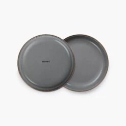 Barebones Enamelware Dining Collection - Slate Gray -Barebones CKW 374 EnamelSaladPlateSet SlateGray PDP 02 5a76e725 329b 489d 80b9 44ef218b0072