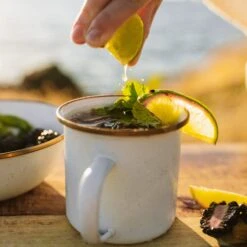 Barebones Enamelware Dining Collection - Eggshell -Barebones CKW 393 EnamelCupSet Eggshell PDP 08