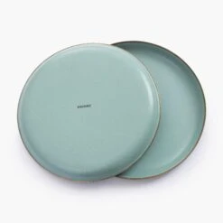 Barebones Enamelware Dining Collection - Mint -Barebones CKW 426 EnamelDeepPlateSet Mint PDP 02