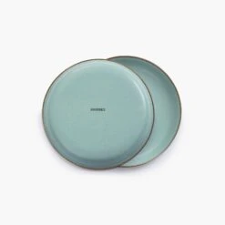 Barebones Enamelware Dining Collection - Mint -Barebones CKW 427 EnamelSaladPlateSet Mint PDP 02